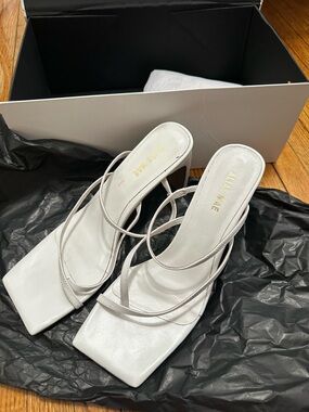 Alias Mae White Strappy Square-Toe Mules